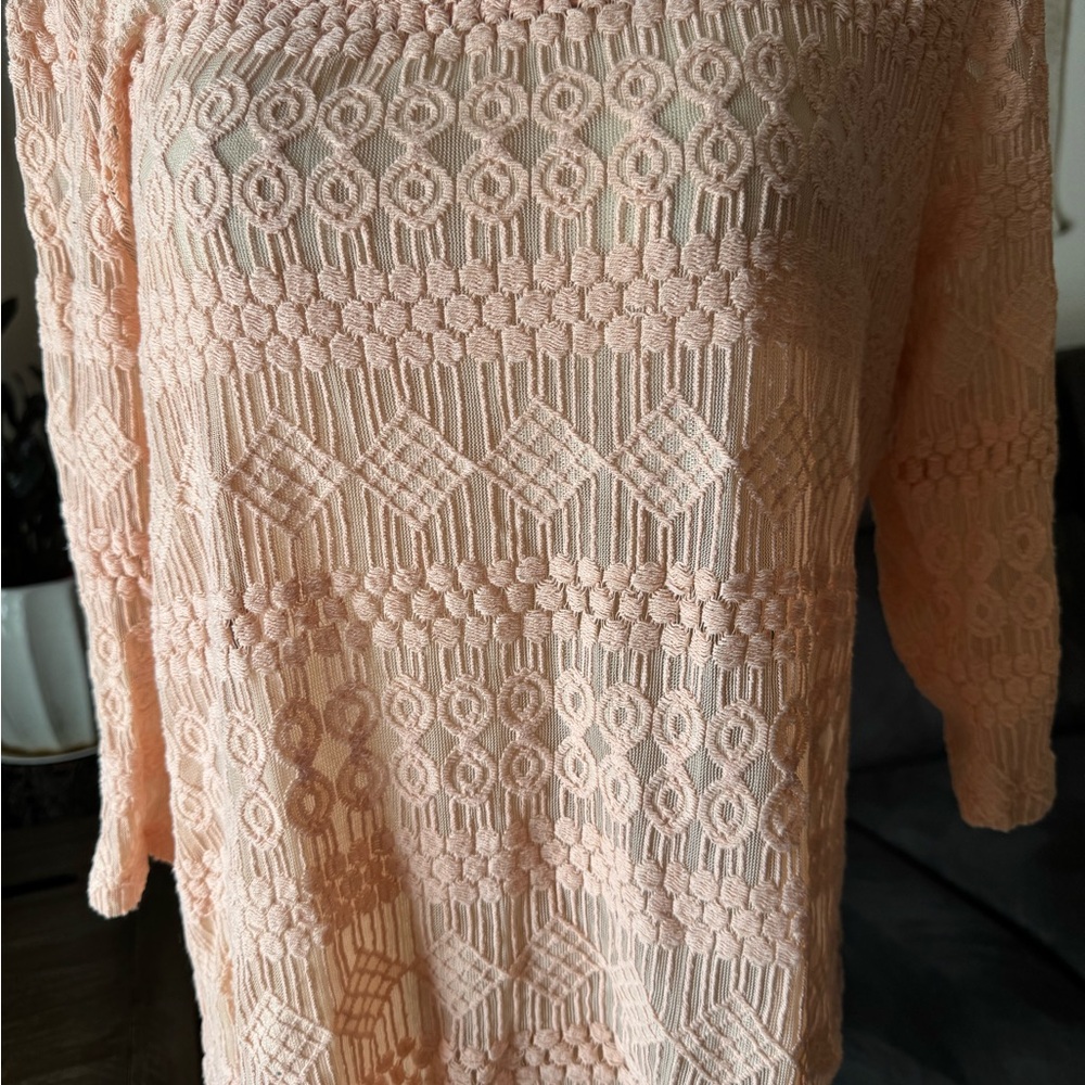 Lucky Brand Peach Lace Knit Tunic